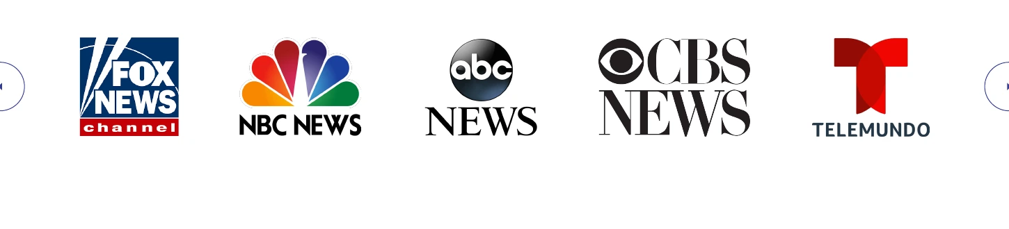 Fox News, NBC News, ABC News, CBS News, and Telemundo