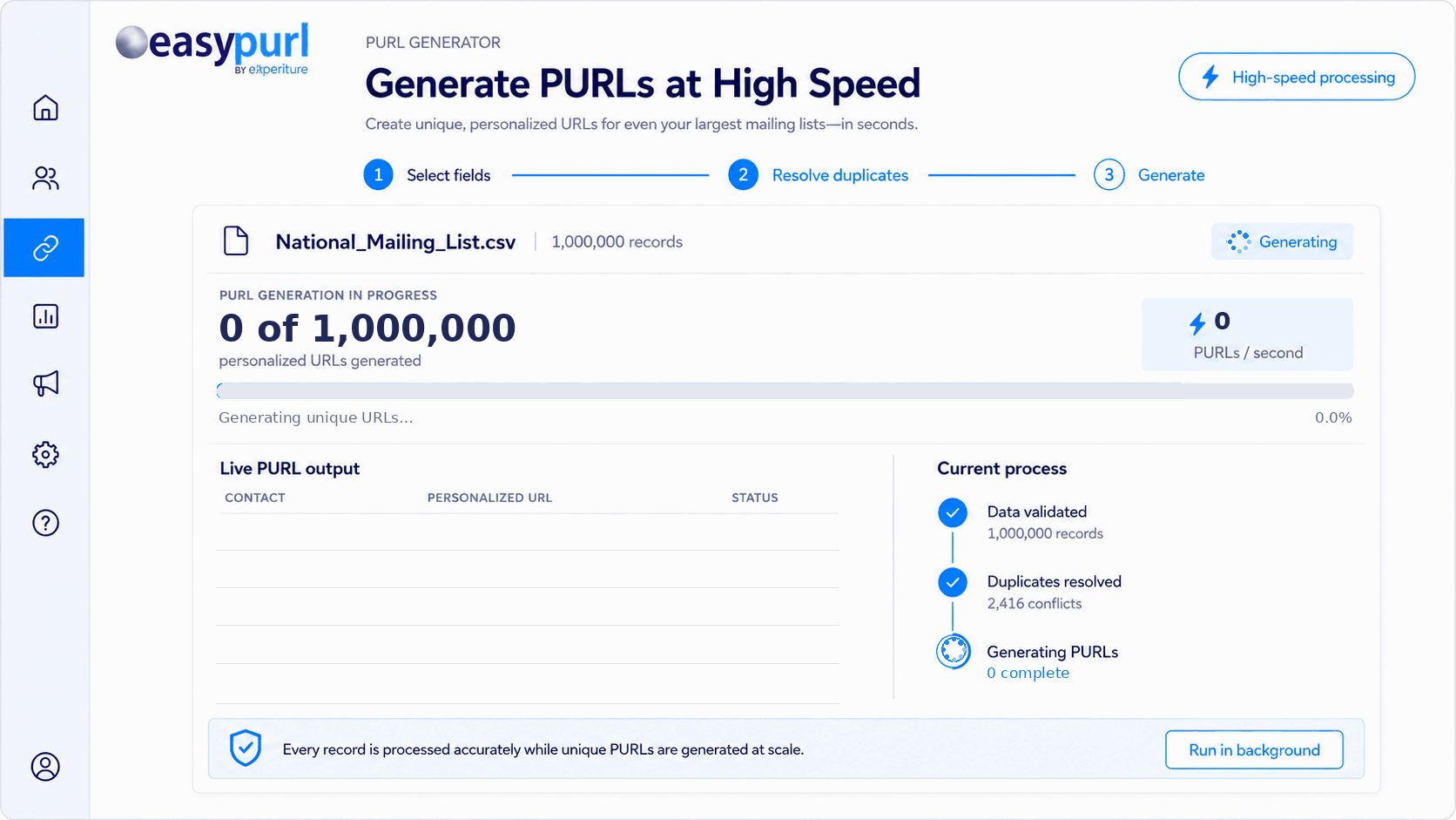 EasyPURL high-speed PURL generator
