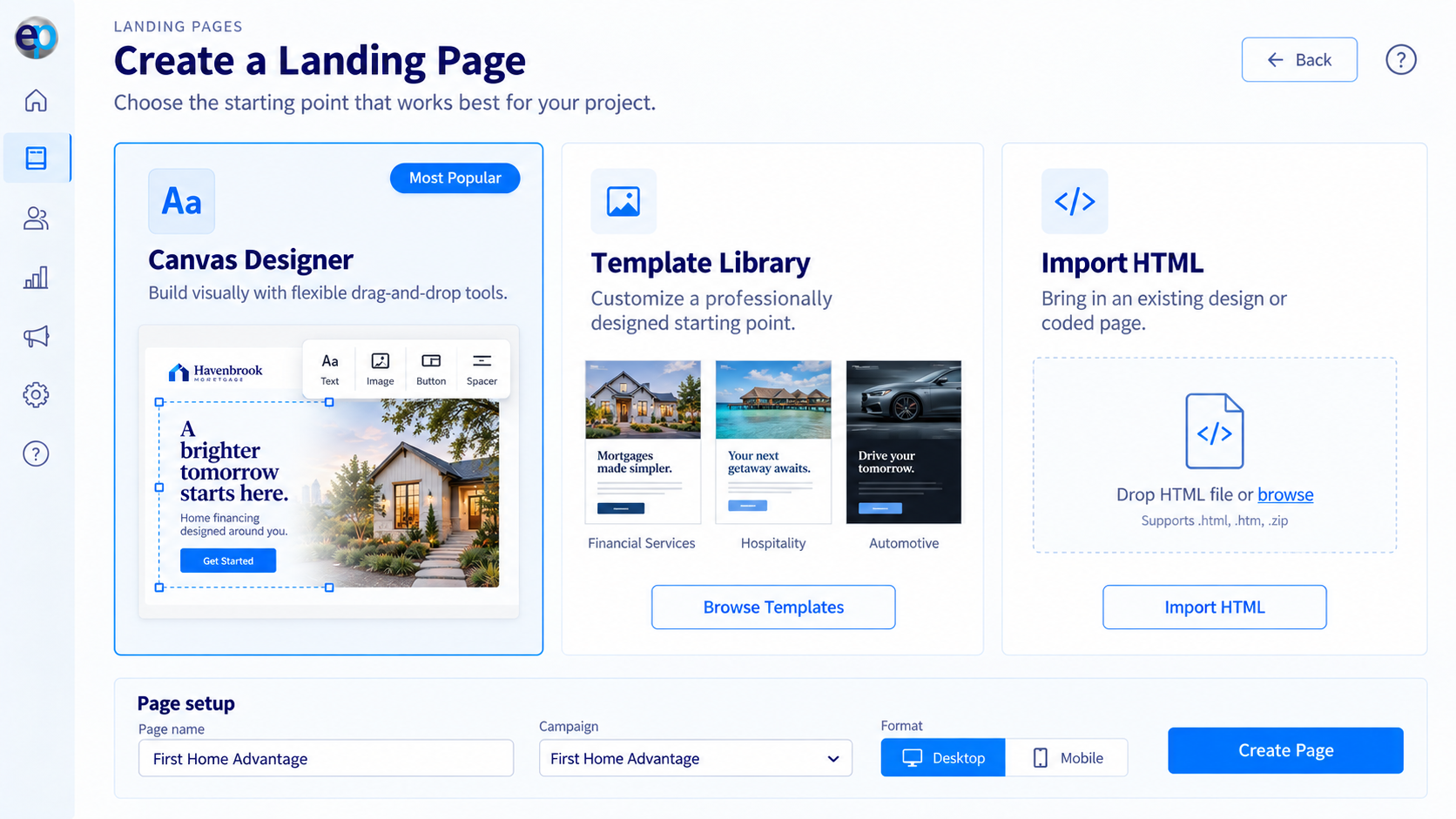 EasyPURL landing page creation tools